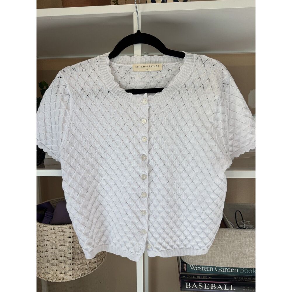Stitch and Feather Short sleeve cardigan